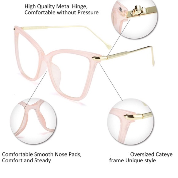 Oversized Cat Eye Glasses Frame with Clear Lenses - Picture 3 of 14